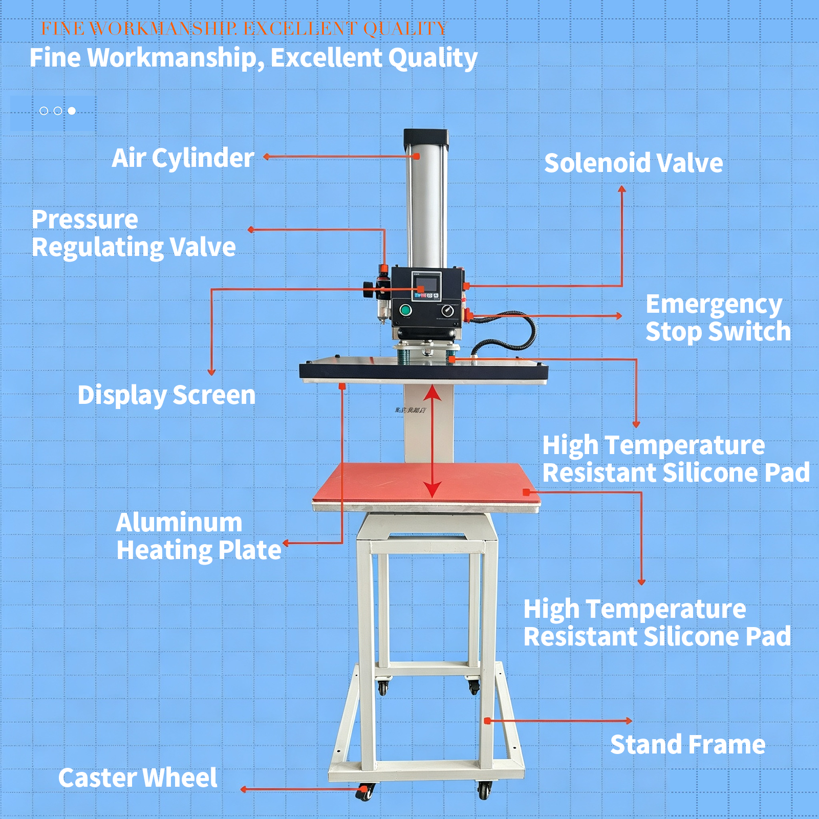 Pneumatic Single-Station Drawer Heat Press with Riser