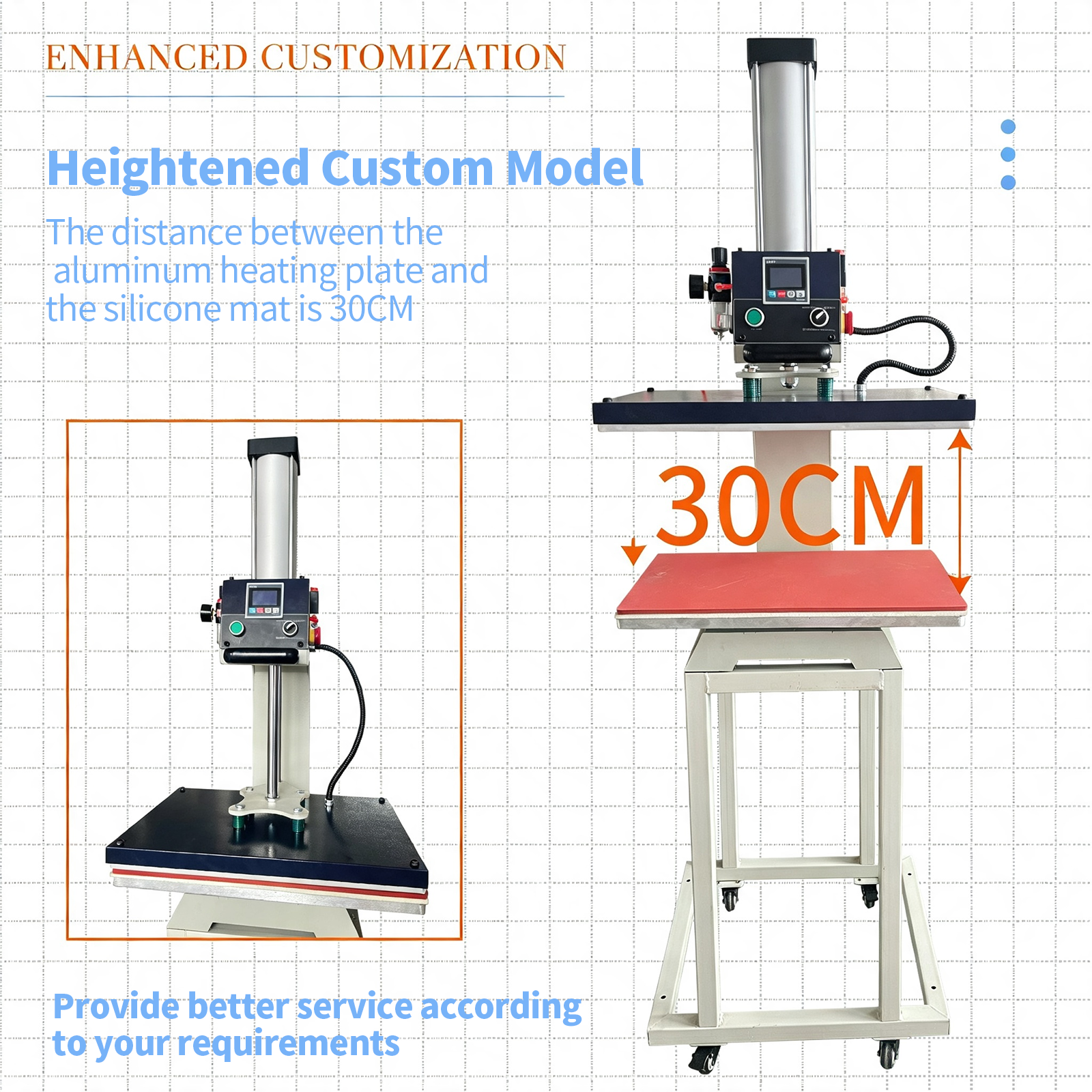 Pneumatic Single-Station Drawer Heat Press with Riser